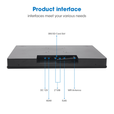 IP65 Certificado 15 pulgadas Android Panel táctil PC con DC12 HDMI USB SIM SD ranura VESA Montaje en la pared