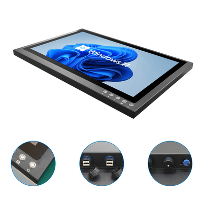 Monitor LCD impermeable de acero inoxidable negro con brillo de 1000-1500Nits e instalación de montaje en la pared / yugo VESA